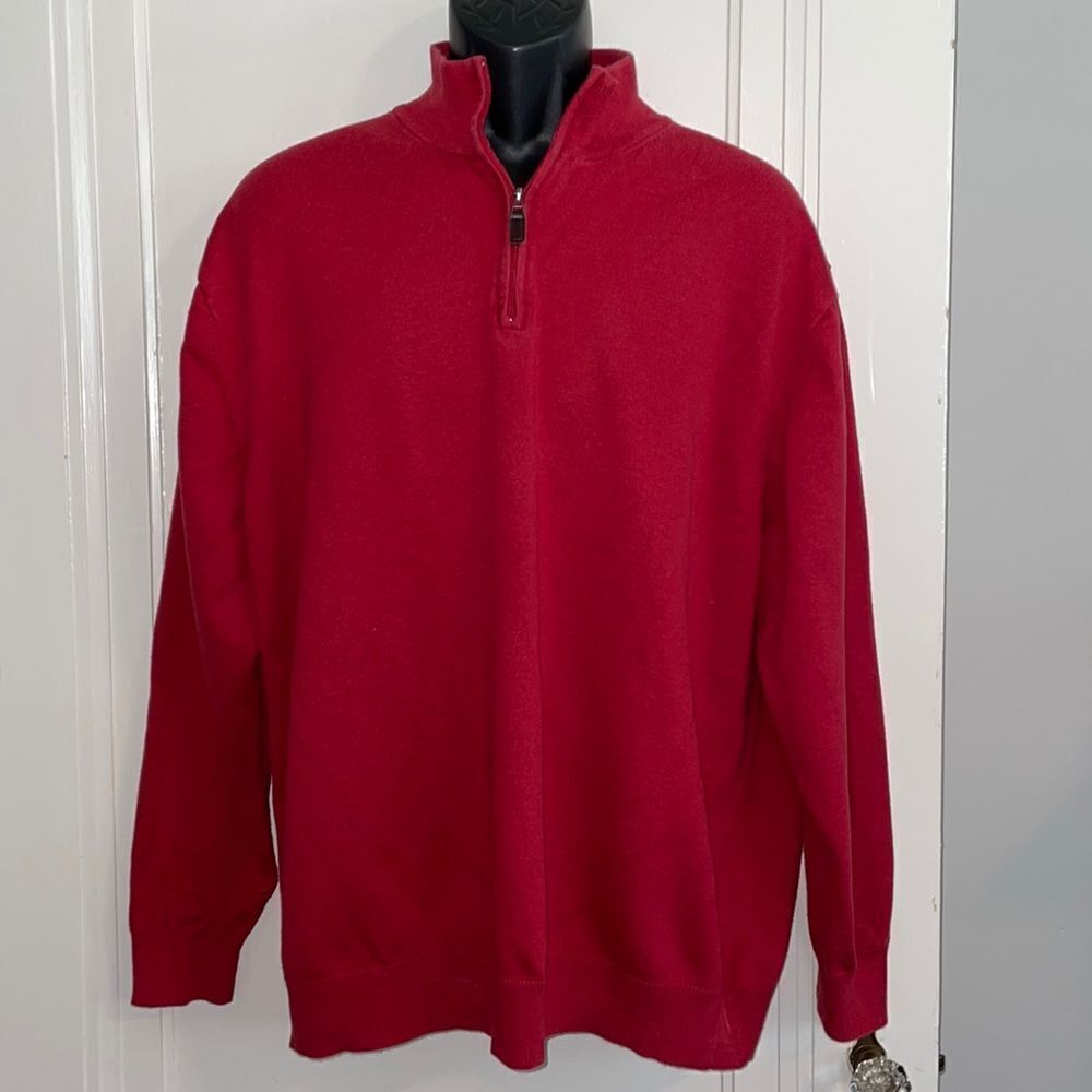 Jos A Bank red cotton zip neck sweater